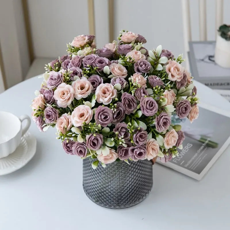 ๐น 15-Head Silk Rose Bouquet โ Artificial Flower Arrangement for Weddings, DIY Crafts & Home Decor ๐น