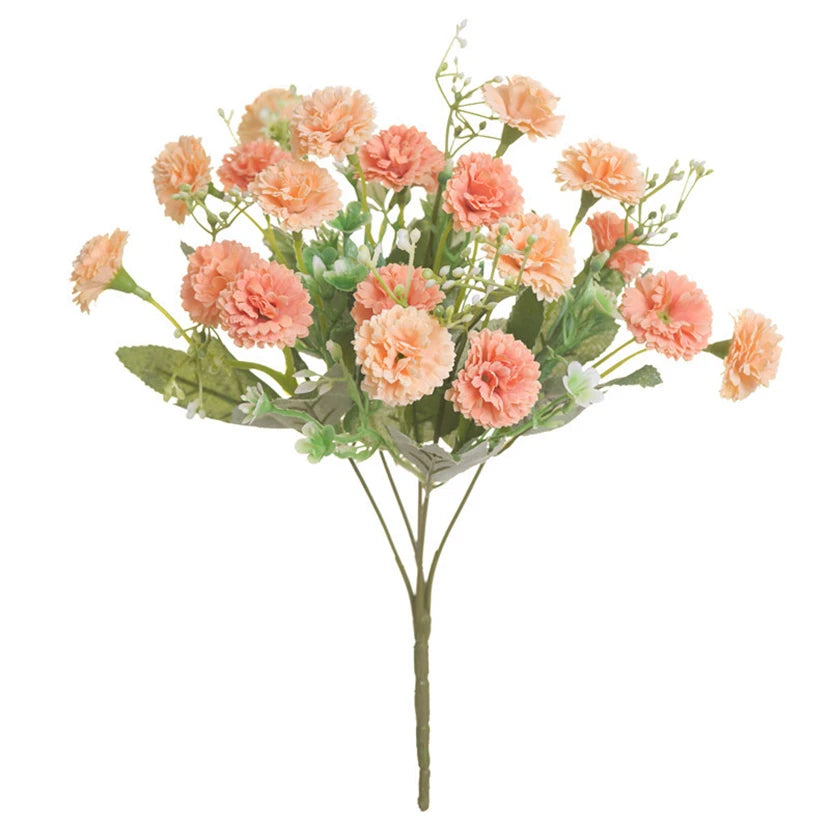 Fleurs artificielles Bouquet de mariage Décoration de festival Vases pour la maison Chambre Scrapbooking Bricolage Boîte à bonbons Matériau en soie Hortensia orange