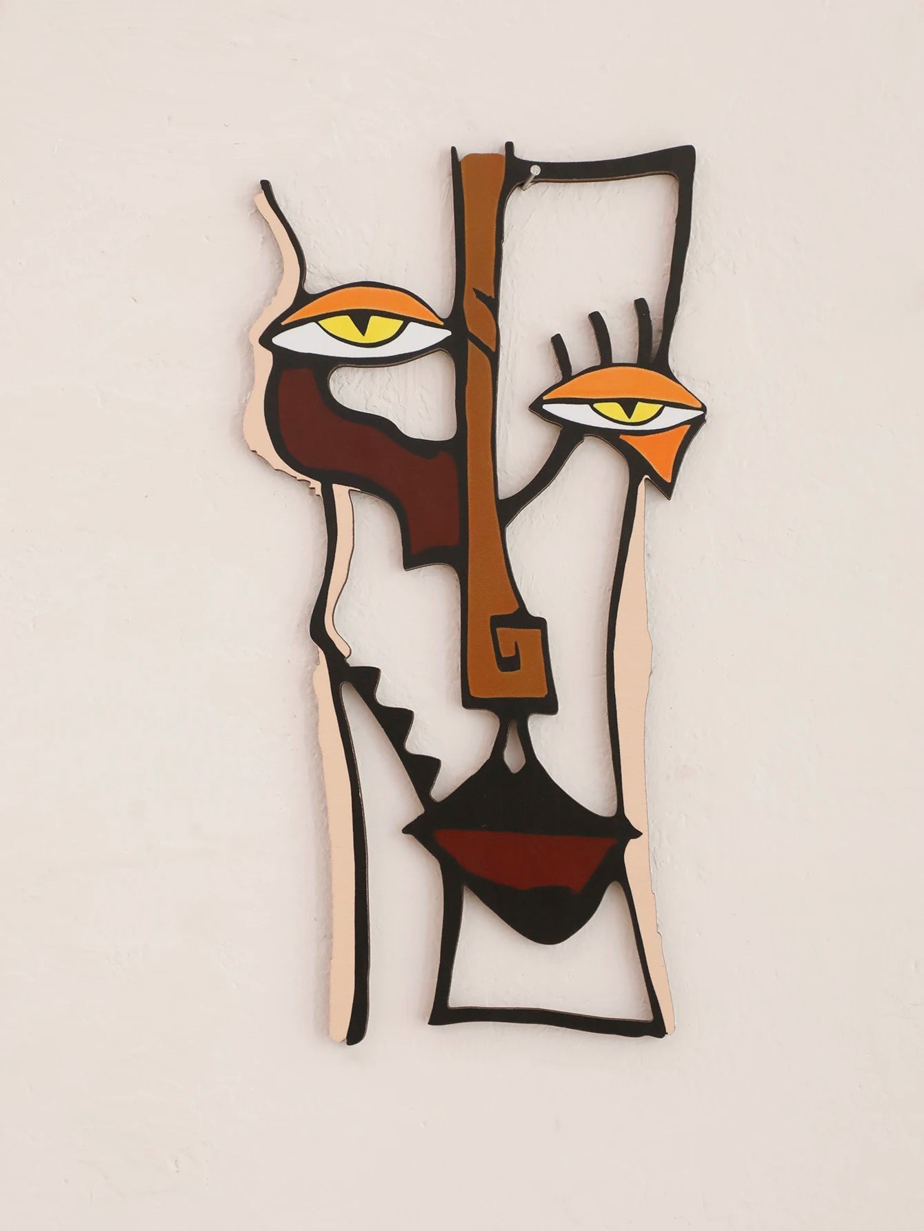 Abstract Face Wooden Wall Hanging – Decorative Art for Home, Office, Living Room, Bedroom, or Hallway