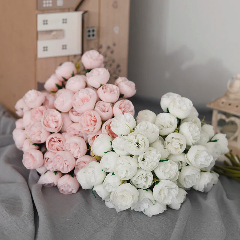 ๐ธ 27-Head Artificial Pink Rose & Peony Silk Flower Bouquet โ Elegant Faux Floral Arrangement for Weddings, Parties & Home Decor ๐ธ