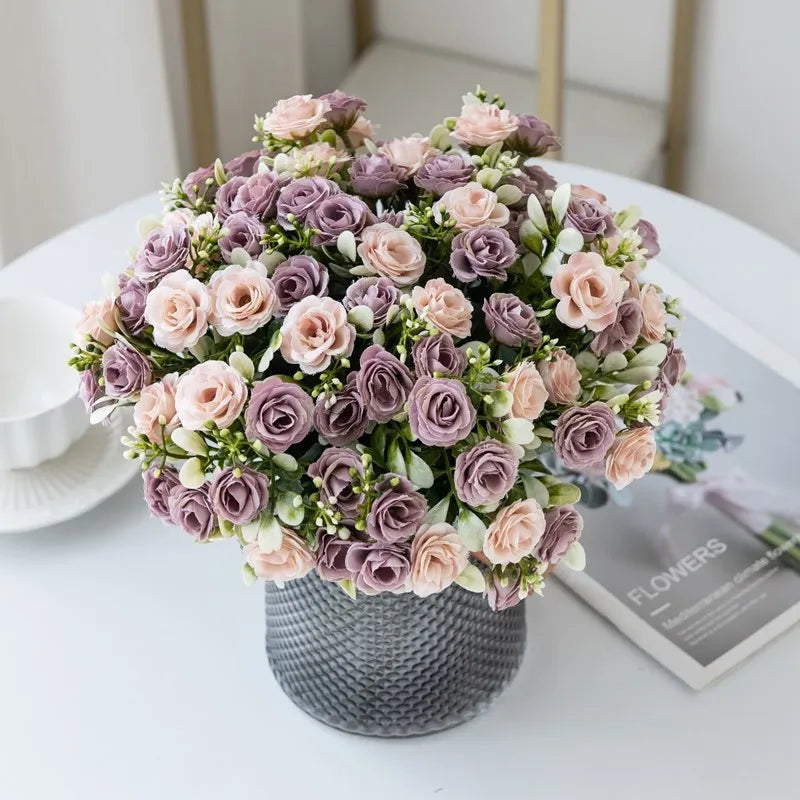 ๐น 15-Head Silk Rose Bouquet โ Artificial Flower Arrangement for Weddings, DIY Crafts & Home Decor ๐น