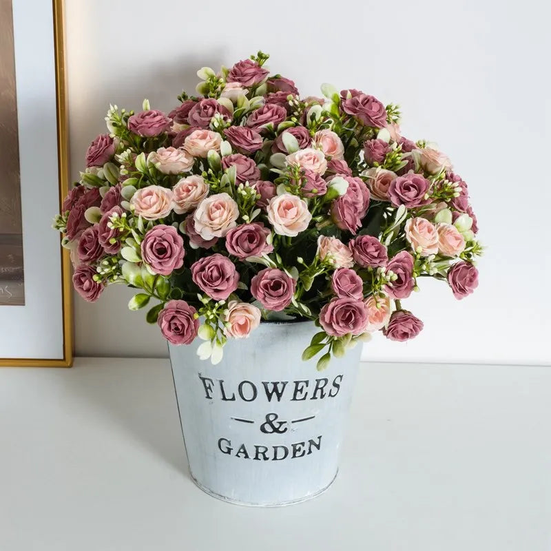 ๐น 15-Head Silk Rose Bouquet โ Artificial Flower Arrangement for Weddings, DIY Crafts & Home Decor ๐น