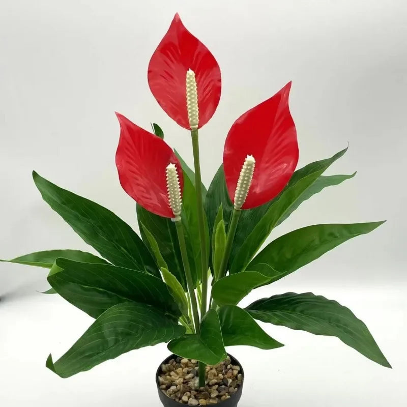 Artificial Green Plants Fake Anthurium Potted Plants Desktop Ornaments Home Decoration Wedding Venue Decoration Fake Flowers