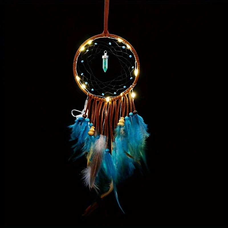 Handcrafted Bohemian LED Dream Catcher – Feather Night Light & Peaceful Wall Decor for Home or Office