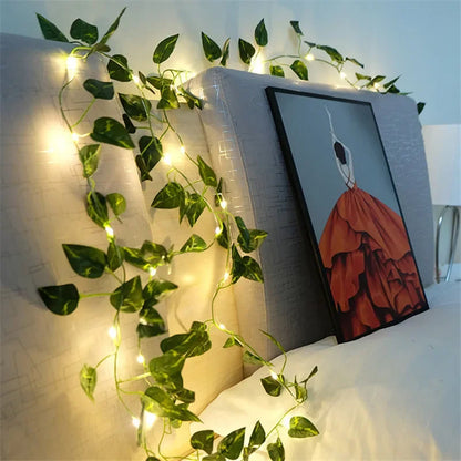 🎄 Battery-Powered Green Vine LED String Lights – Christmas & Garden Fairy Lights for Festive Holiday Decor 🎄