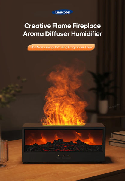 🔥 KINSCOTER 150ml Flame Humidifier & Essential Oil Diffuser – Ultrasonic Aromatherapy Machine with Remote Control, Fireplace Night Light, and Auto Shut-Off 🔥