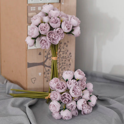 🌸 27-Head Artificial Pink Rose & Peony Silk Flower Bouquet – Elegant Faux Floral Arrangement for Weddings, Parties & Home Decor 🌸