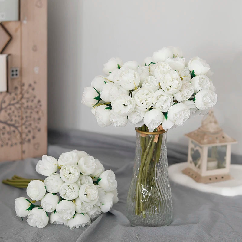 🌸 27-Head Artificial Pink Rose & Peony Silk Flower Bouquet – Elegant Faux Floral Arrangement for Weddings, Parties & Home Decor 🌸