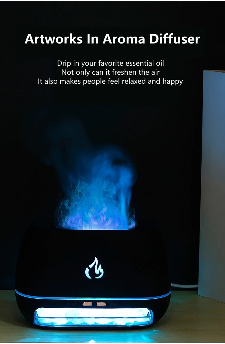 Aroma Diffuser Mini Ultrasonic USB Air Humidifier 3D Flame Diffuser Essential Oils Diffuser Aromatherapy Air Freshener Bedroom