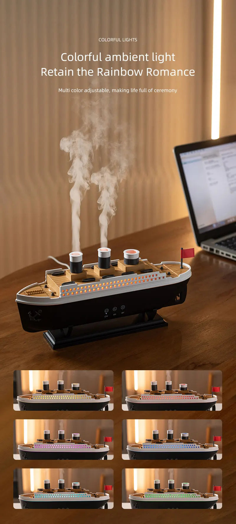Retro Boat Air Humidifier & Ultrasonic Aromatherapy Diffuser