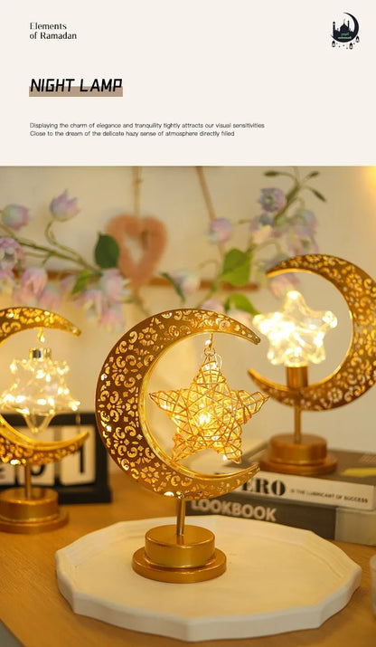 Best IEEYEEY Moon LED Night Light – Ramadan & Eid Mubarak Decorative Lamp | Battery Operated Metal Atmosphere Light