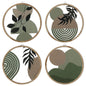 Bohemian Wooden Wall Decor – 4-Piece Retro Plant-Themed Set