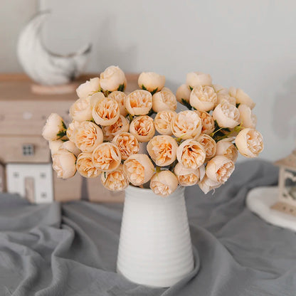 🌸 27-Head Artificial Pink Rose & Peony Silk Flower Bouquet – Elegant Faux Floral Arrangement for Weddings, Parties & Home Decor 🌸