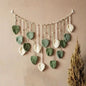 🍃 Handmade Macrame Leaves Wall Hanging – Boho Chic Textile Decor in Dark Green, Sage, & Off-White 🍃
