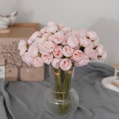 🌸 27-Head Artificial Pink Rose & Peony Silk Flower Bouquet – Elegant Faux Floral Arrangement for Weddings, Parties & Home Decor 🌸