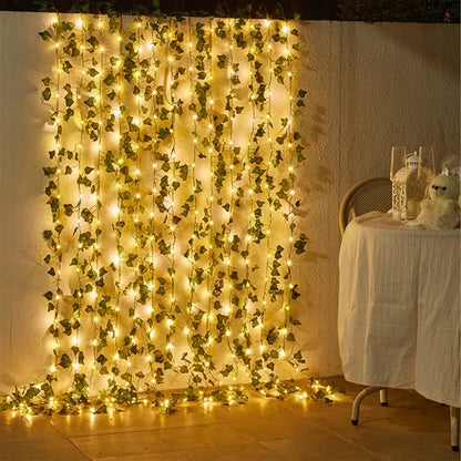 🎄 Battery-Powered Green Vine LED String Lights – Christmas & Garden Fairy Lights for Festive Holiday Decor 🎄