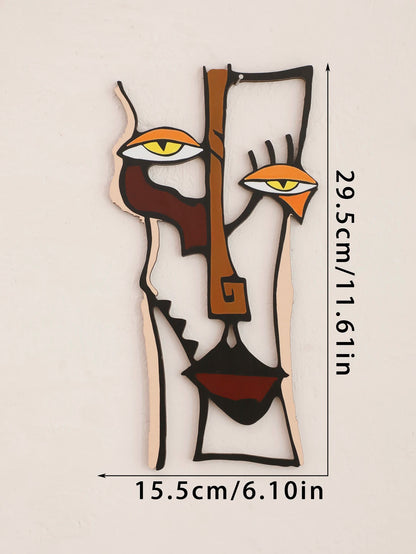 Abstract Face Wooden Wall Hanging – Decorative Art for Home, Office, Living Room, Bedroom, or Hallway
