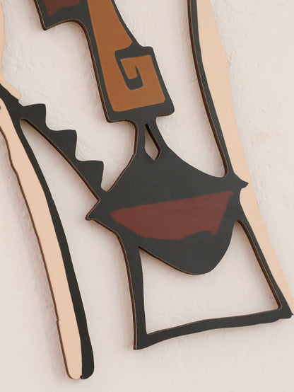 Abstract Face Wooden Wall Hanging – Decorative Art for Home, Office, Living Room, Bedroom, or Hallway
