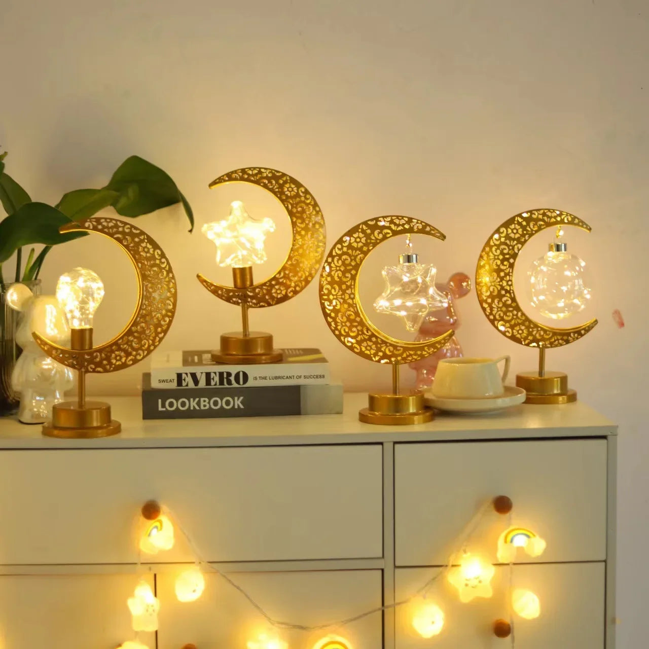 Best IEEYEEY Moon LED Night Light – Ramadan & Eid Mubarak Decorative Lamp | Battery Operated Metal Atmosphere Light