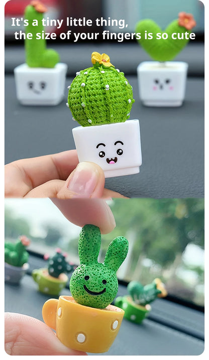 🌵1 Set Of 4, Resin Succulent Cactus Mini Green Plant Car Office Home Living Room Crafts 🌵