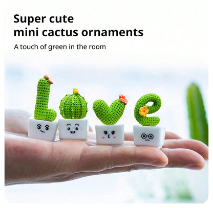 🌵1 Set Of 4, Resin Succulent Cactus Mini Green Plant Car Office Home Living Room Crafts 🌵