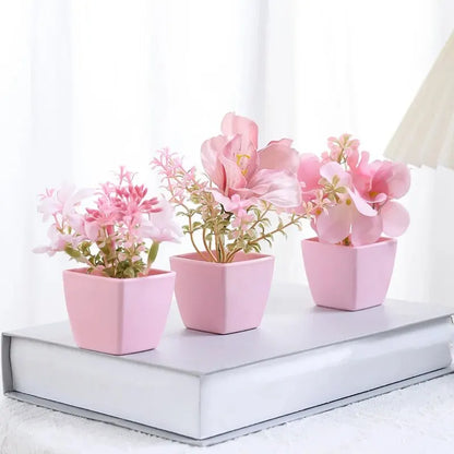 Artificial Flower Potted Plant, Used Year-Round For Home, Bedroom, Study, Office Desktop Shelf Decoration
