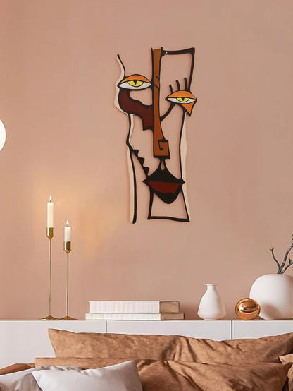 Abstract Face Wooden Wall Hanging – Decorative Art for Home, Office, Living Room, Bedroom, or Hallway