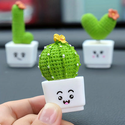 🌵1 Set Of 4, Resin Succulent Cactus Mini Green Plant Car Office Home Living Room Crafts 🌵