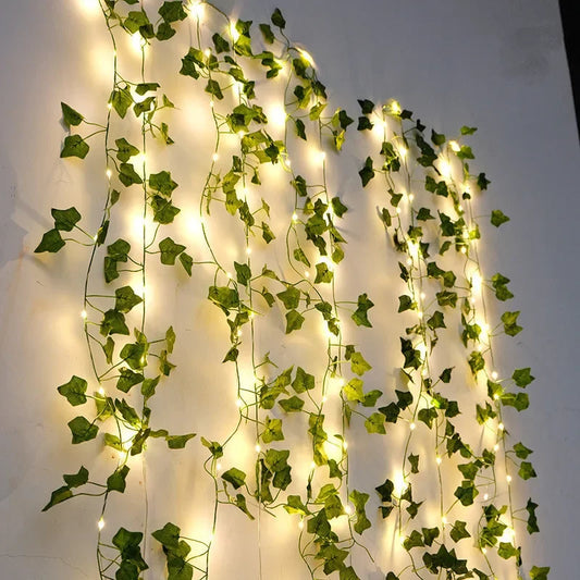 🎄 Battery-Powered Green Vine LED String Lights – Christmas & Garden Fairy Lights for Festive Holiday Decor 🎄