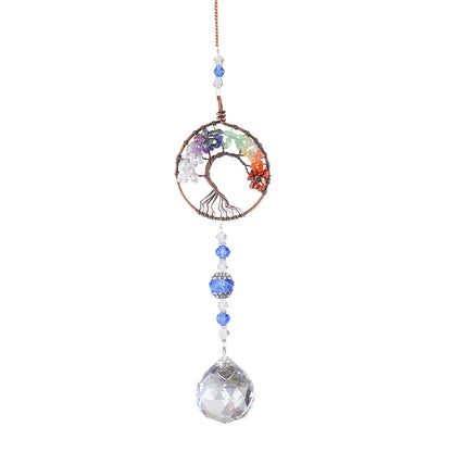 Crystal Light Catcher Tree of Life Crystal Ornament Rainbow Maker Crystal Prism Chakra Pendant Window Home Garden Decor