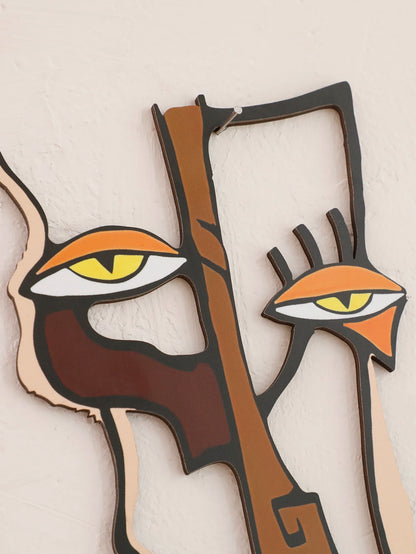 Abstract Face Wooden Wall Hanging – Decorative Art for Home, Office, Living Room, Bedroom, or Hallway