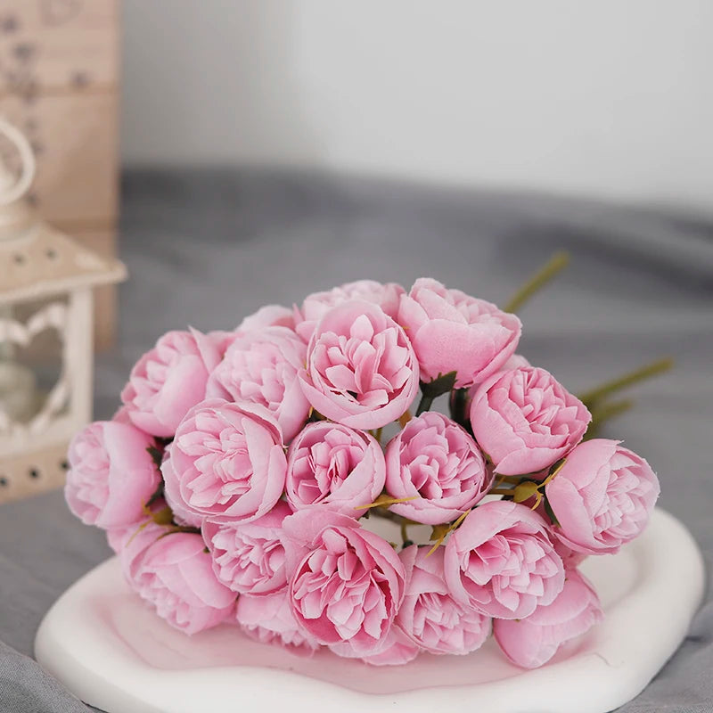 🌸 27-Head Artificial Pink Rose & Peony Silk Flower Bouquet – Elegant Faux Floral Arrangement for Weddings, Parties & Home Decor 🌸