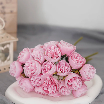 🌸 27-Head Artificial Pink Rose & Peony Silk Flower Bouquet – Elegant Faux Floral Arrangement for Weddings, Parties & Home Decor 🌸