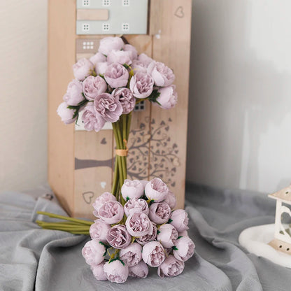 🌸 27-Head Artificial Pink Rose & Peony Silk Flower Bouquet – Elegant Faux Floral Arrangement for Weddings, Parties & Home Decor 🌸
