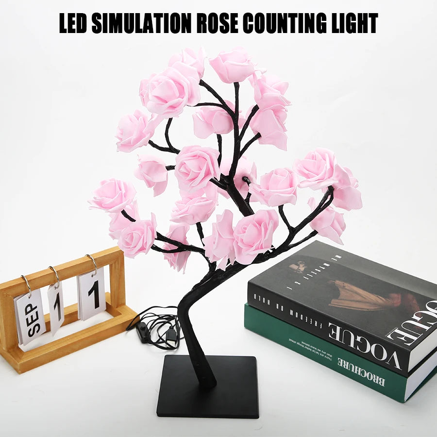 LED Rose Tree Lamp with USB Power – Heinast 3D Floral Light