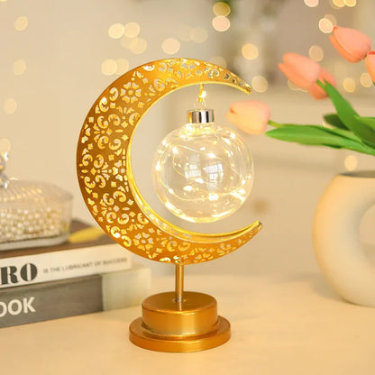 Best IEEYEEY Moon LED Night Light – Ramadan & Eid Mubarak Decorative Lamp | Battery Operated Metal Atmosphere Light