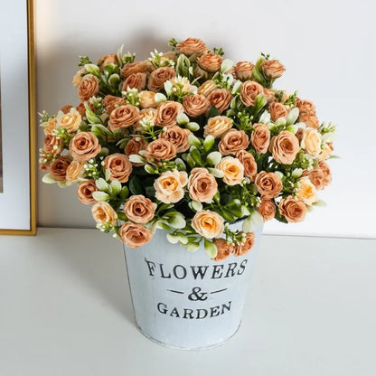 🌹 15-Head Silk Rose Bouquet – Artificial Flower Arrangement for Weddings, DIY Crafts & Home Decor 🌹