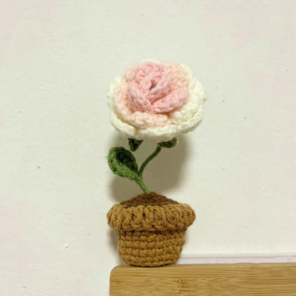 🌹 Mini Artificial Potted Rose Plant – Realistic Flower Bonsai in Decorative Vase for Home & Event Décor 🌹
