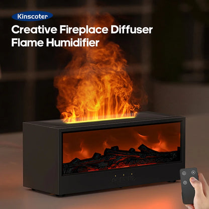 🔥 KINSCOTER 150ml Flame Humidifier & Essential Oil Diffuser – Ultrasonic Aromatherapy Machine with Remote Control, Fireplace Night Light, and Auto Shut-Off 🔥