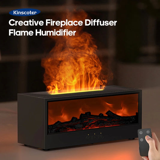 🔥 KINSCOTER 150ml Flame Humidifier & Essential Oil Diffuser – Ultrasonic Aromatherapy Machine with Remote Control, Fireplace Night Light, and Auto Shut-Off 🔥
