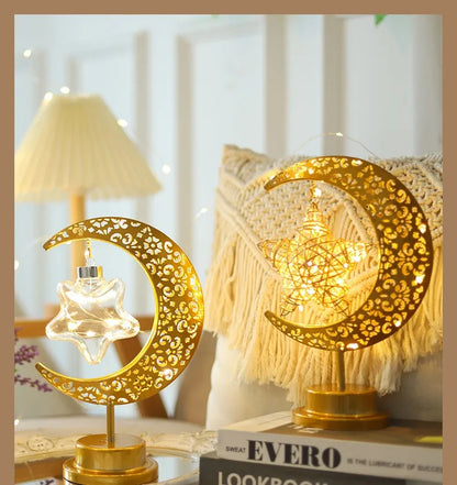 Best IEEYEEY Moon LED Night Light – Ramadan & Eid Mubarak Decorative Lamp | Battery Operated Metal Atmosphere Light