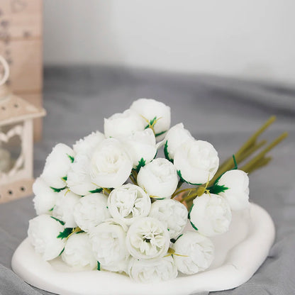 🌸 27-Head Artificial Pink Rose & Peony Silk Flower Bouquet – Elegant Faux Floral Arrangement for Weddings, Parties & Home Decor 🌸
