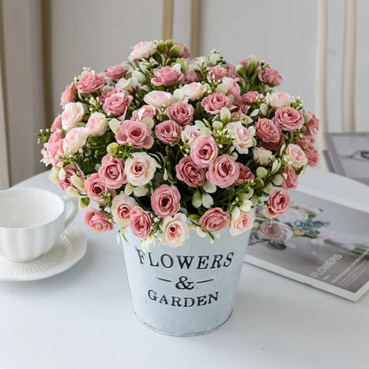 🌹 15-Head Silk Rose Bouquet – Artificial Flower Arrangement for Weddings, DIY Crafts & Home Decor 🌹