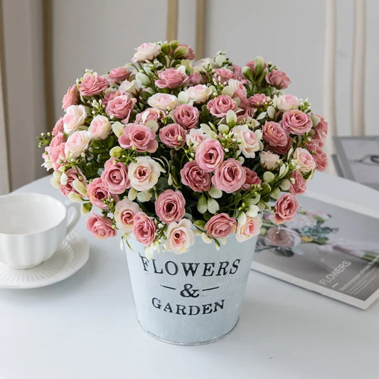 🌹 15-Head Silk Rose Bouquet – Artificial Flower Arrangement for Weddings, DIY Crafts & Home Decor 🌹