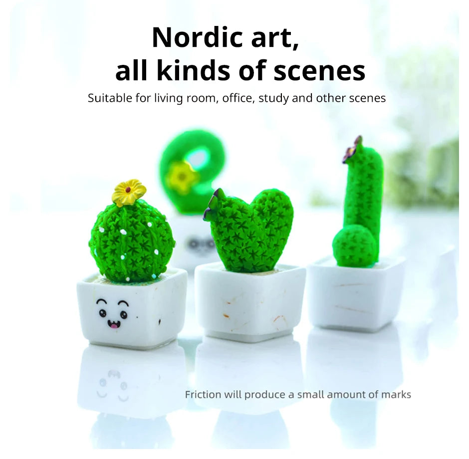 🌵1 Set Of 4, Resin Succulent Cactus Mini Green Plant Car Office Home Living Room Crafts 🌵