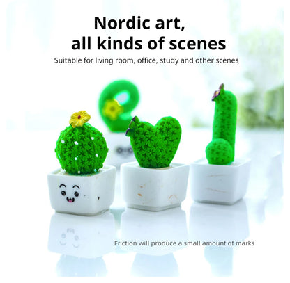 🌵1 Set Of 4, Resin Succulent Cactus Mini Green Plant Car Office Home Living Room Crafts 🌵