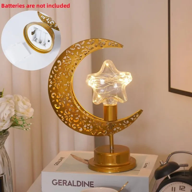 Best IEEYEEY Moon LED Night Light – Ramadan & Eid Mubarak Decorative Lamp | Battery Operated Metal Atmosphere Light