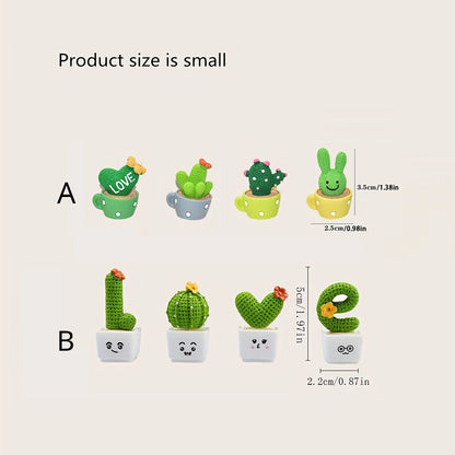 🌵1 Set Of 4, Resin Succulent Cactus Mini Green Plant Car Office Home Living Room Crafts 🌵