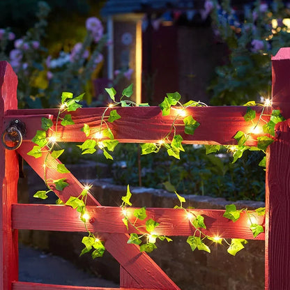 🎄 Battery-Powered Green Vine LED String Lights – Christmas & Garden Fairy Lights for Festive Holiday Decor 🎄