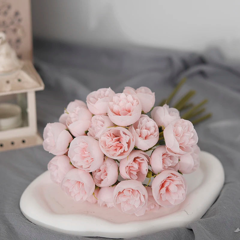 🌸 27-Head Artificial Pink Rose & Peony Silk Flower Bouquet – Elegant Faux Floral Arrangement for Weddings, Parties & Home Decor 🌸